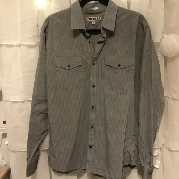 17.5 dress shirt MorCouture White Black Pinstripe 5 Button High Collar Shirt